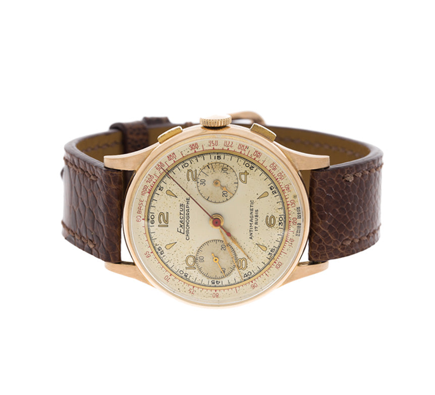 Exactus Chronograph Wristwatch Antimagnetic 18K Rose Gold