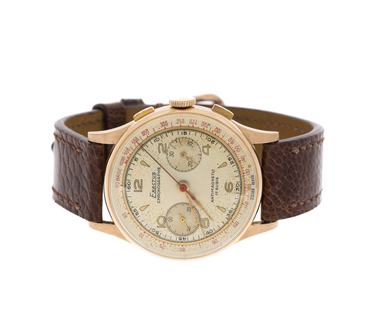 Exactus Chronograph Wristwatch Antimagnetic 18K Rose Gold