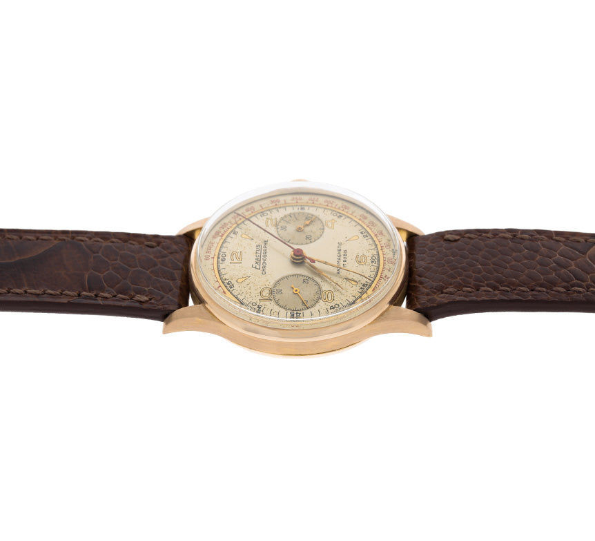 Exactus Chronograph Wristwatch Antimagnetic 18K Rose Gold