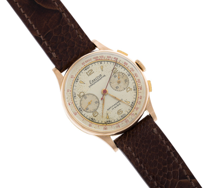Exactus Chronograph Wristwatch Antimagnetic 18K Rose Gold