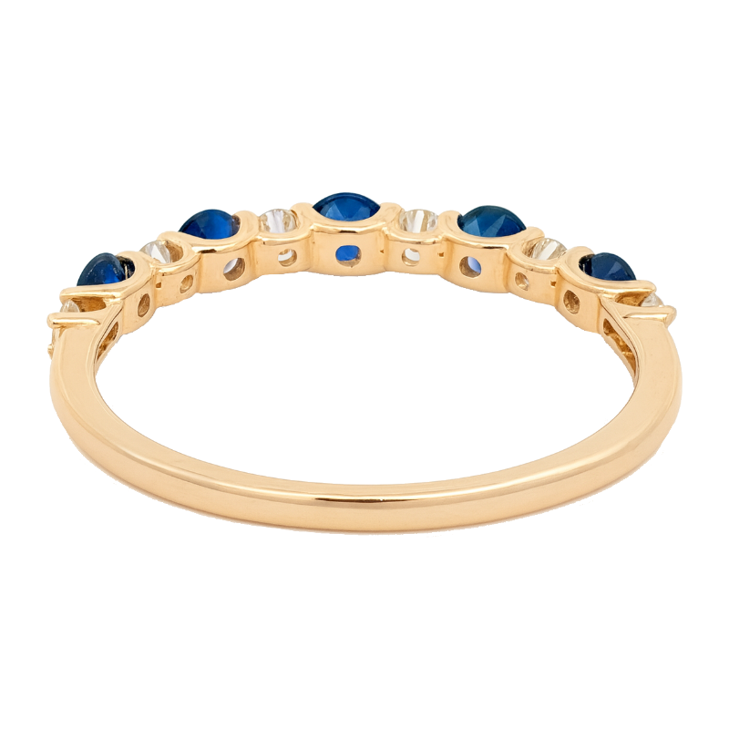 Blue Sapphire Diamond Stacking Band 14K Yellow Gold .50CTW