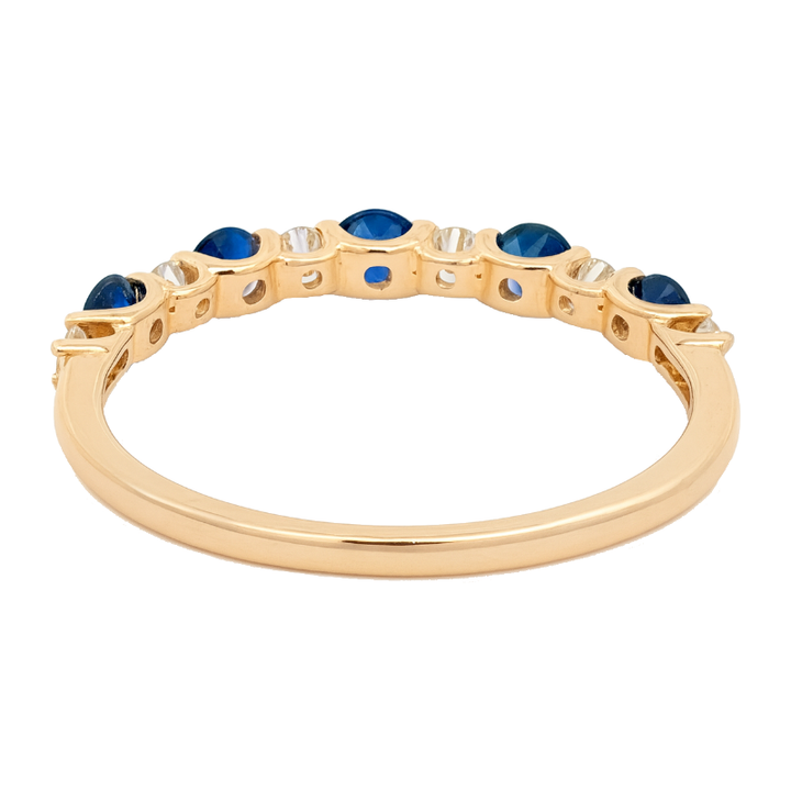 Blue Sapphire Diamond Stacking Band 14K Yellow Gold .50CTW