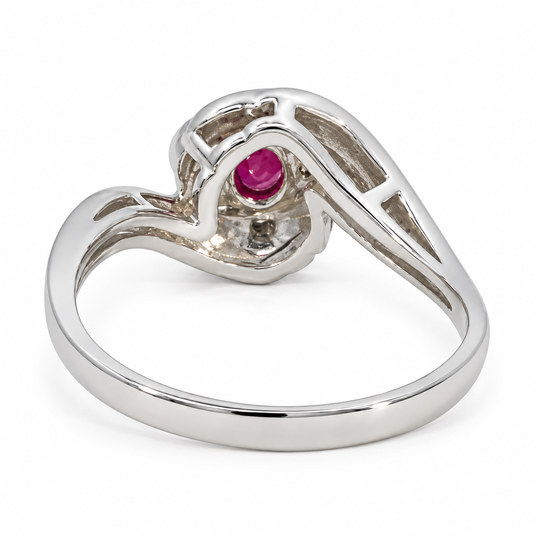 Ruby Diamond Swirl Ring 0.44CTW 14K White Gold