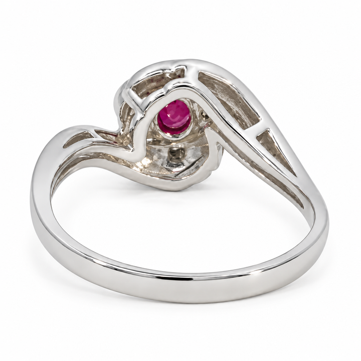 Ruby Diamond Swirl Ring 0.44CTW 14K White Gold