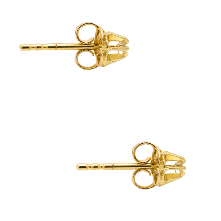 Diamond Flower Natural Stud Earrings 14K Yellow Gold .08CTW