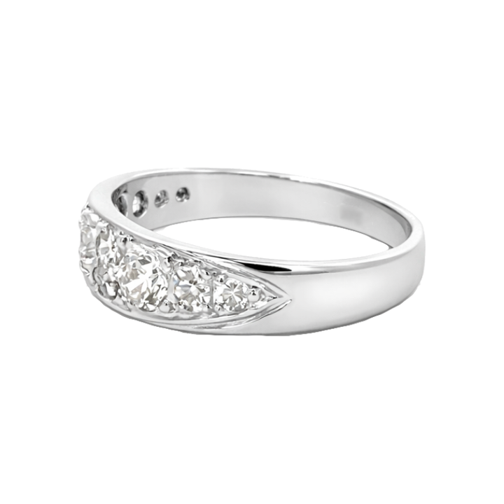 Vintage Diamond Cluster Band 14K White Gold .82CTW