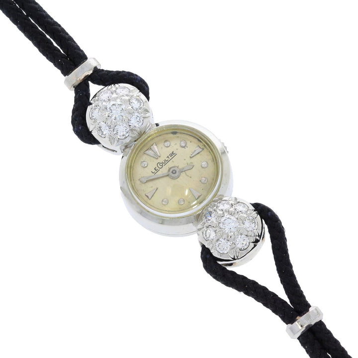 LeCoultre 18K White Gold  Diamond Ladies Watch 1940s 0.32CTW