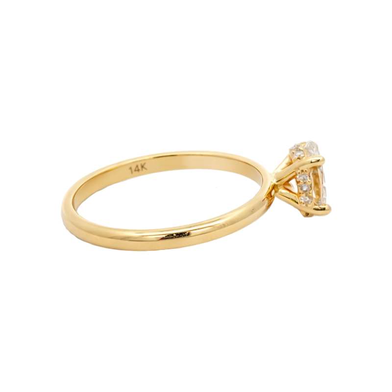 Oval Diamond Engagement Hidden Halo Ring 14K Yellow Gold .69CT