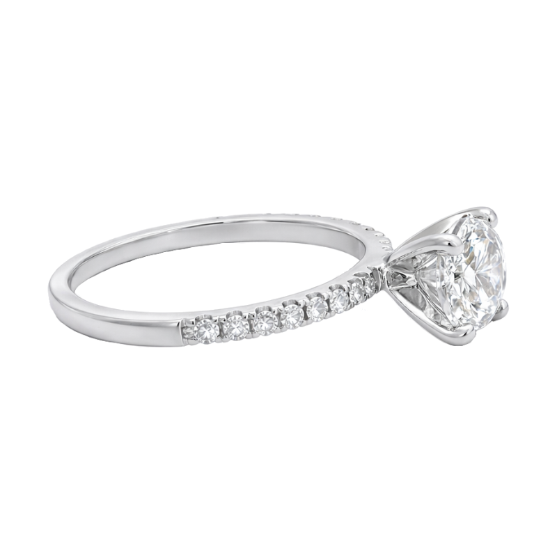 Cushion Diamond Engagement Ring 14K White Gold .95CT