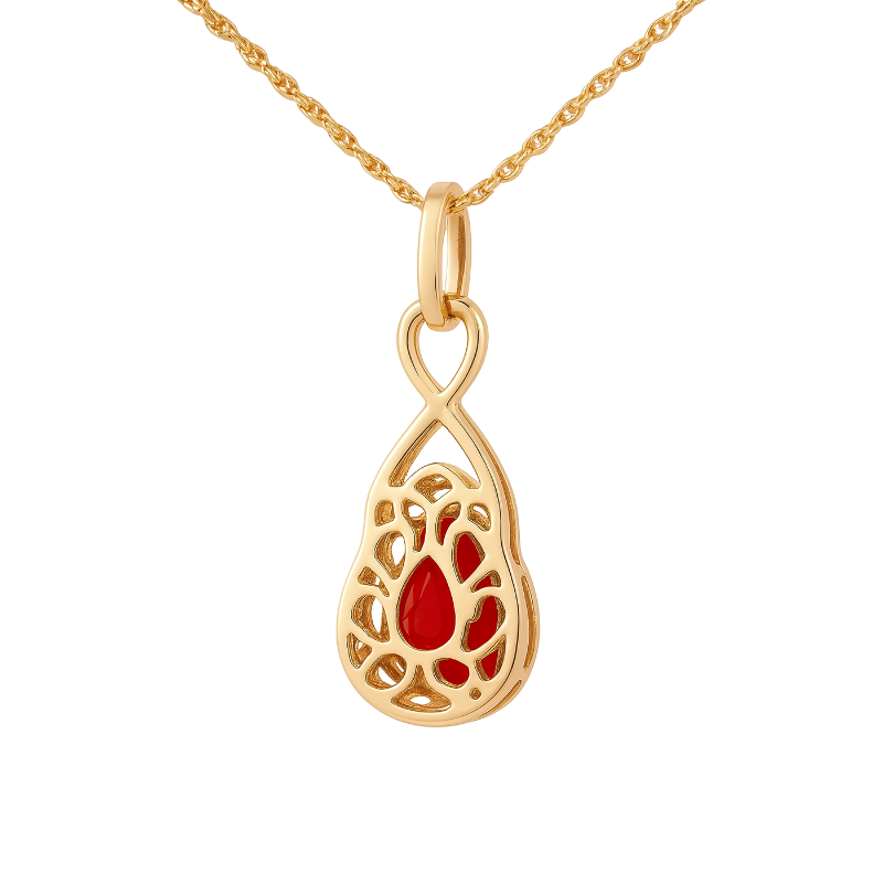Luxury Garnet & Diamond Halo Gemstone Pendant 14K Yellow Gold 2.27CT