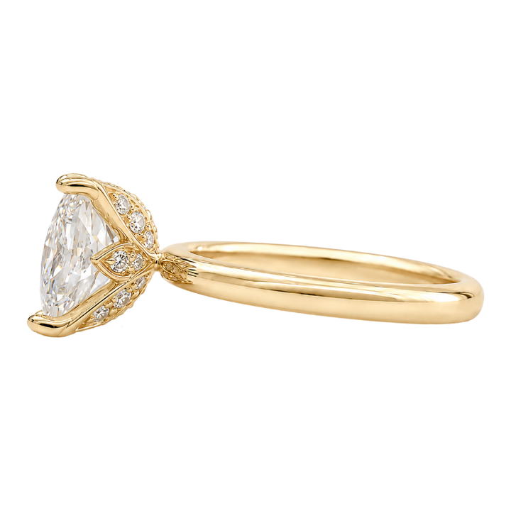 Romalla Solitaire 1.50CT Cushion Cut Lab Diamond Ring 14K Yellow Gold