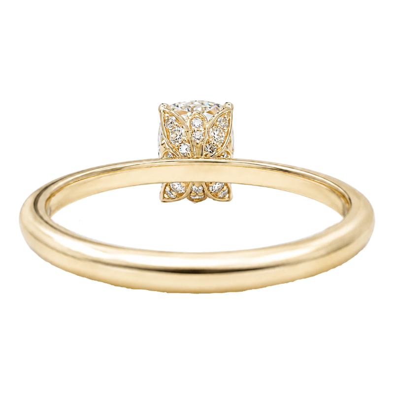 Romalla Solitaire 1.50CT Cushion Cut Lab Diamond Ring 14K Yellow Gold