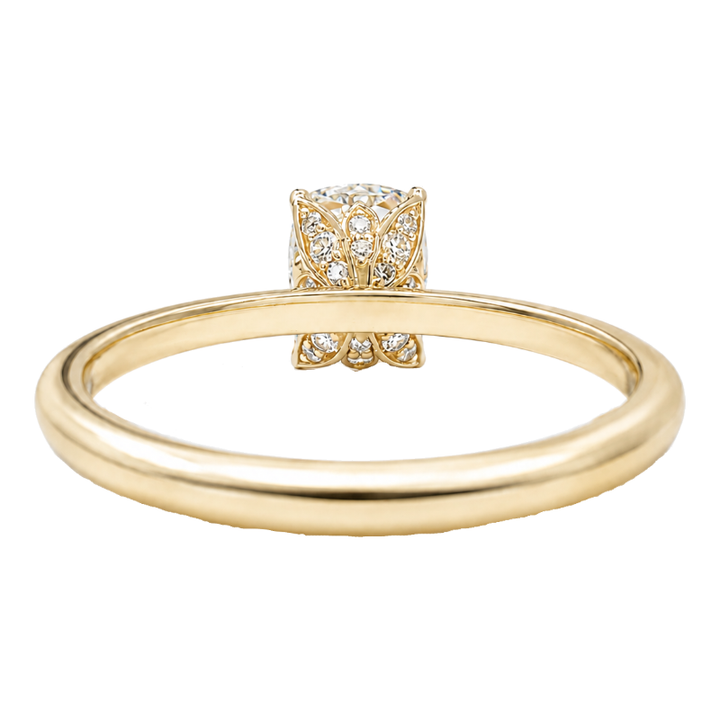 Romalla Solitaire 1.50CT Cushion Cut Lab Diamond Ring 14K Yellow Gold
