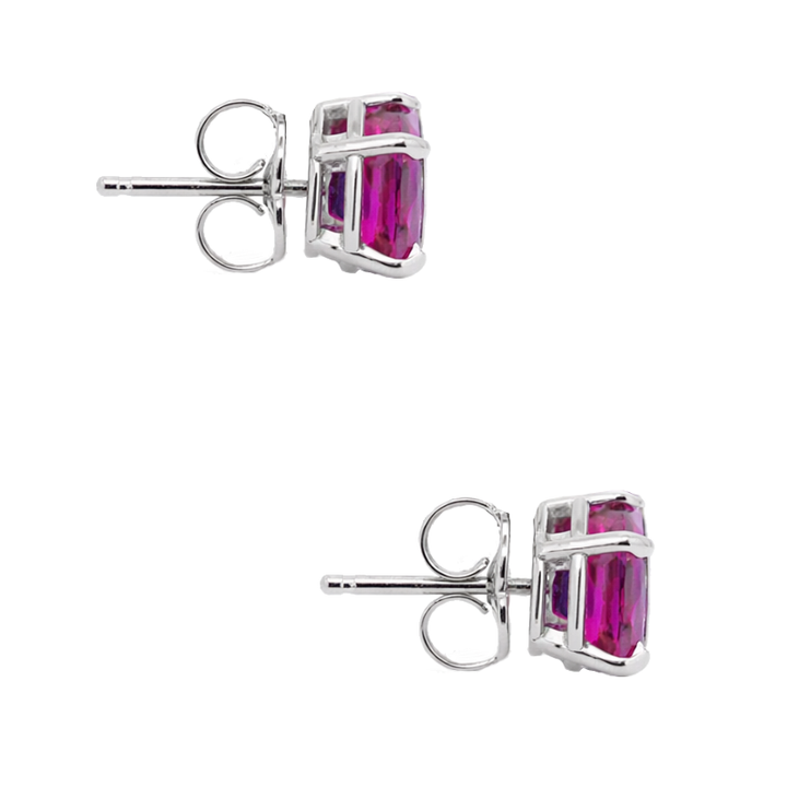 Dark Berry Sapphire Earrings 14K White Gold .98CTW