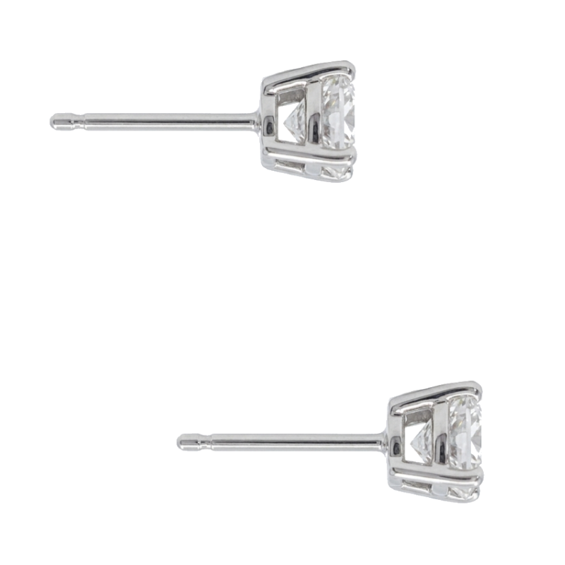 Round Natural .50CTW Diamond Stud Earrings 14K White Gold