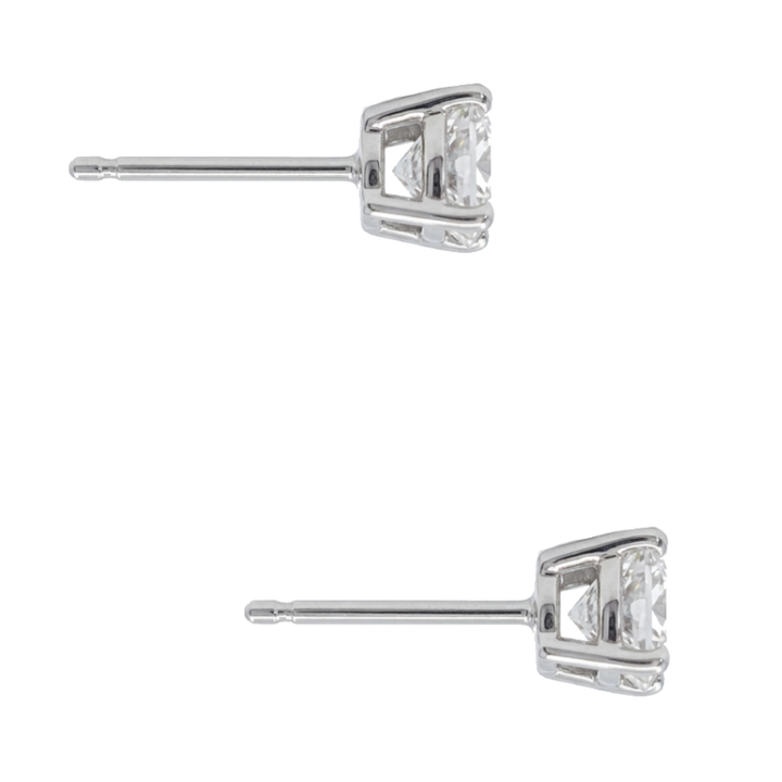 Round Natural .50CTW Diamond Stud Earrings 14K White Gold