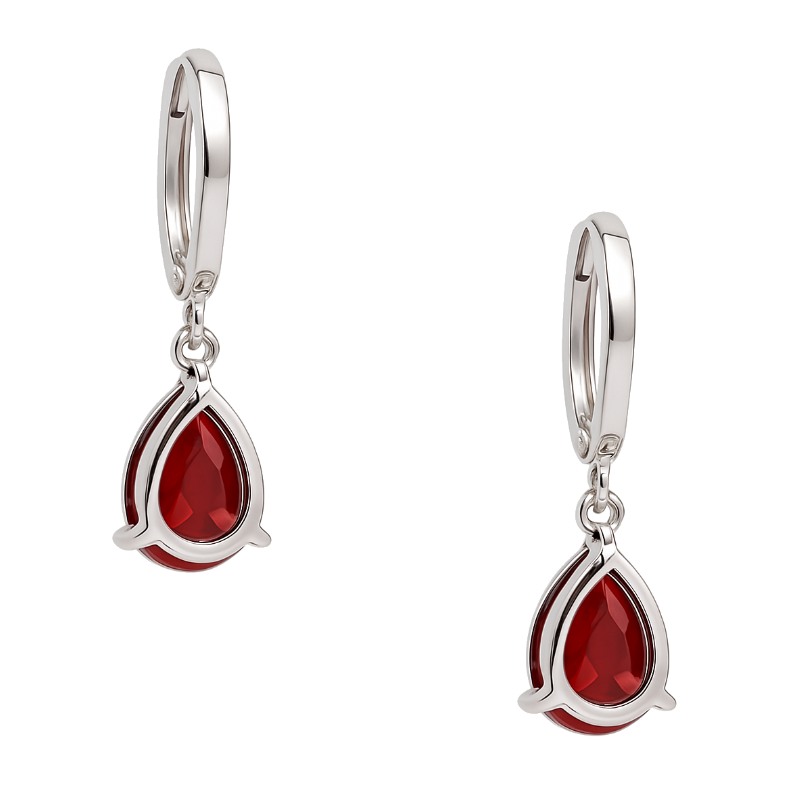 Statement Garnet Diamond Dangle Earrings 14K White Gold 4.61CTW