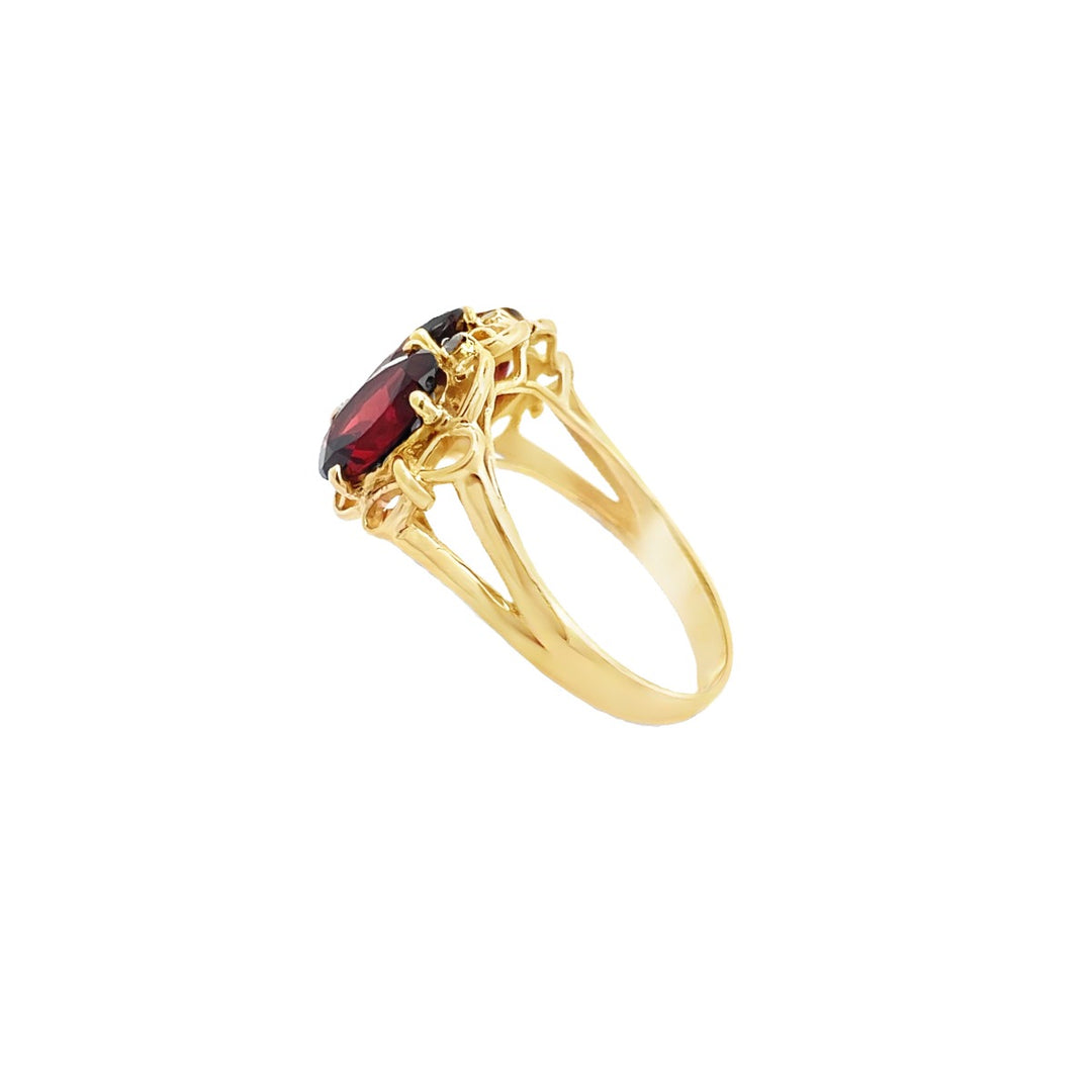 Garnet Diamond Ring 14K Yellow Gold 4CTW