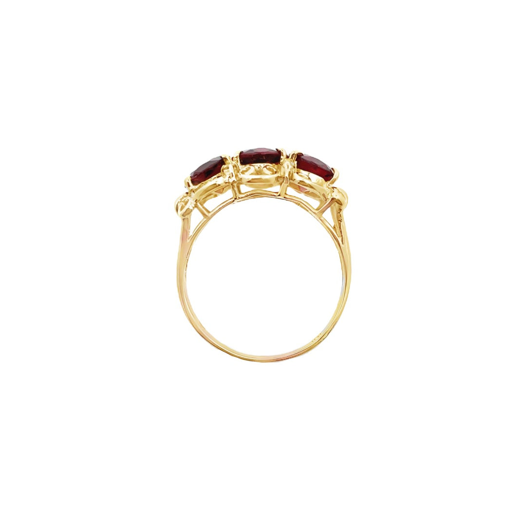 Garnet Diamond Ring 14K Yellow Gold 4CTW