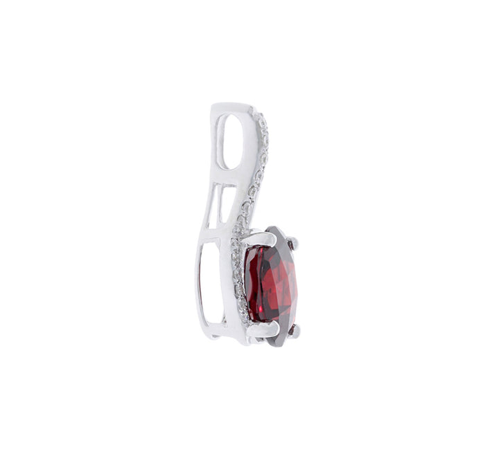 Garnet Diamond Pendant 14K White Gold 2.54CT