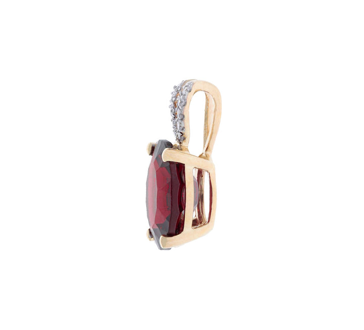 Garnet Diamond Pendant 14K Yellow Gold 3.15CT