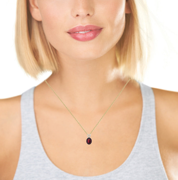 Garnet Diamond Pendant 14K Yellow Gold 3.15CT