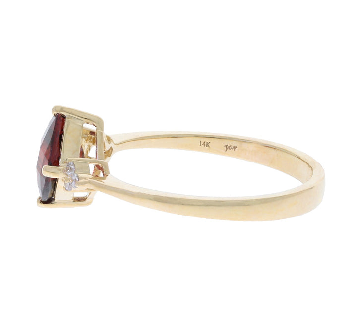 Garnet Diamond Ring 14K Yellow Gold 2.90 CT