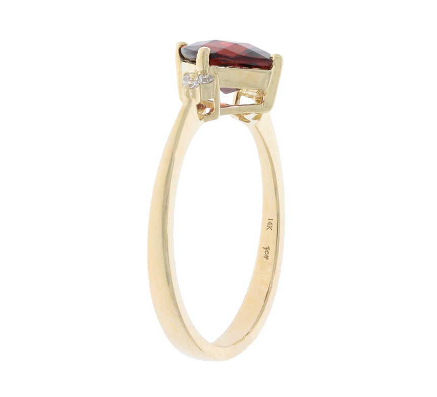 Garnet Diamond Ring 14K Yellow Gold 2.90 CT