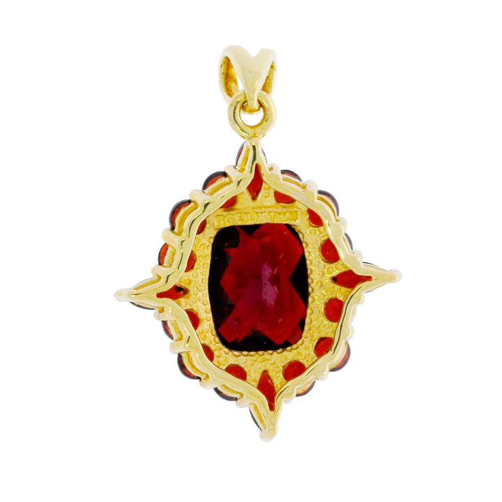 Garnet Pendant 10K Yellow Gold 3.88CTW