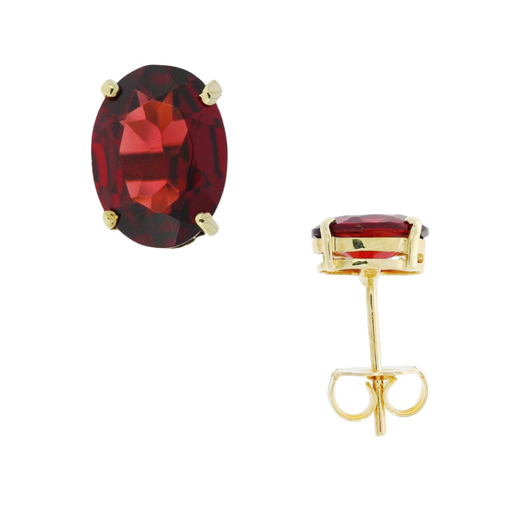 Garnet Stud Earrings 14K Yellow Gold 3CTW