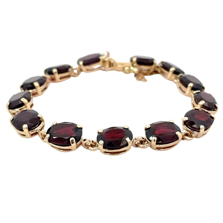 Oval Garnet Bracelet 10K Yellow Gold 24.18CTW