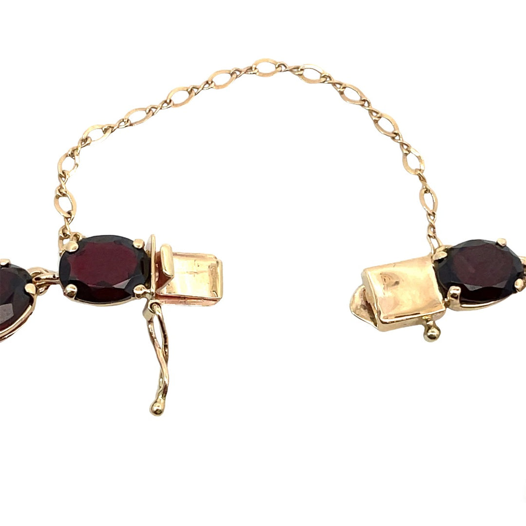 Oval Garnet Bracelet 10K Yellow Gold 24.18CTW