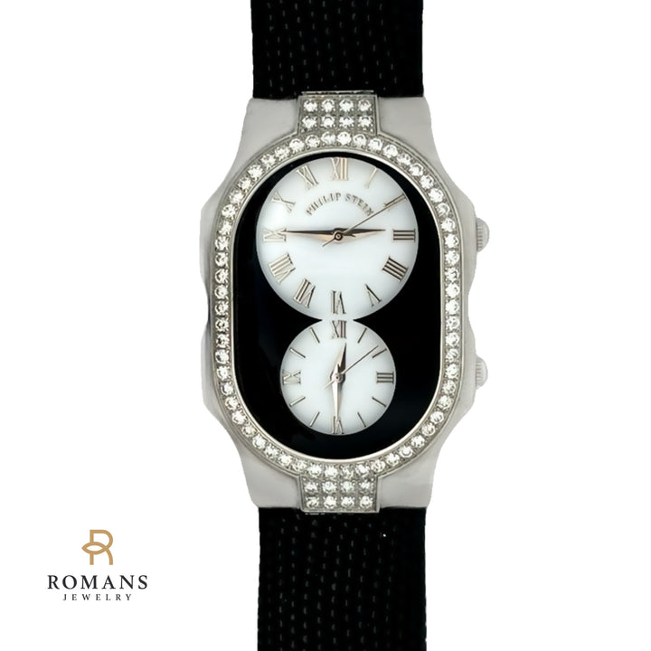 Philip Stein Diamond Dual Time Teslar Watch Stainless Steel