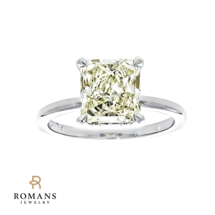 Radiant Yellow Diamond 2.78ct Hidden Halo Platinum