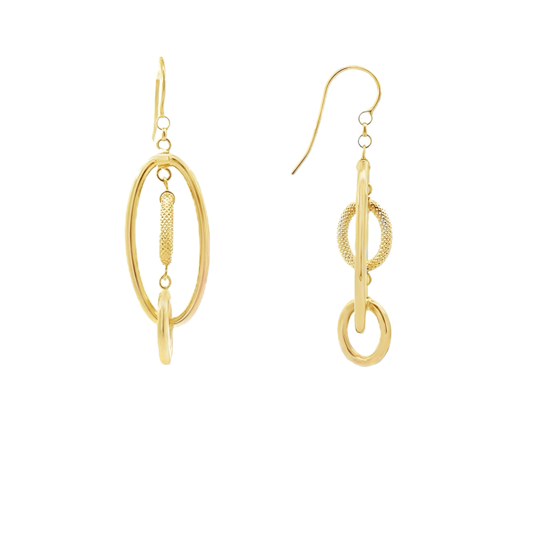 Oval Dangle Earrings 14K Yellow Gold