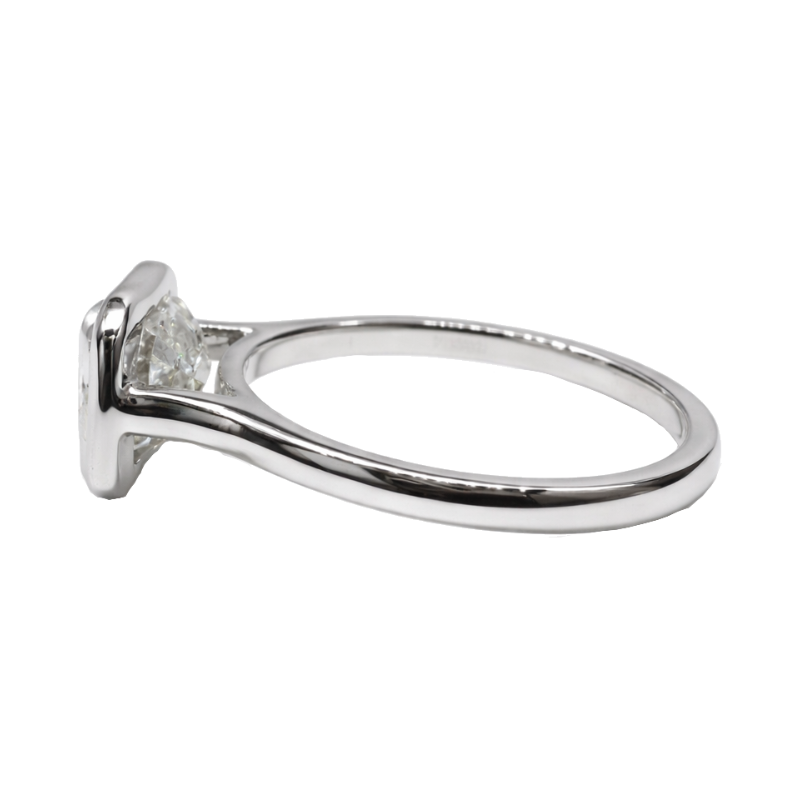 Lumière Solitaire Bezel 2.50CT Horizontal Emerald Lab Diamond 14K White Gold