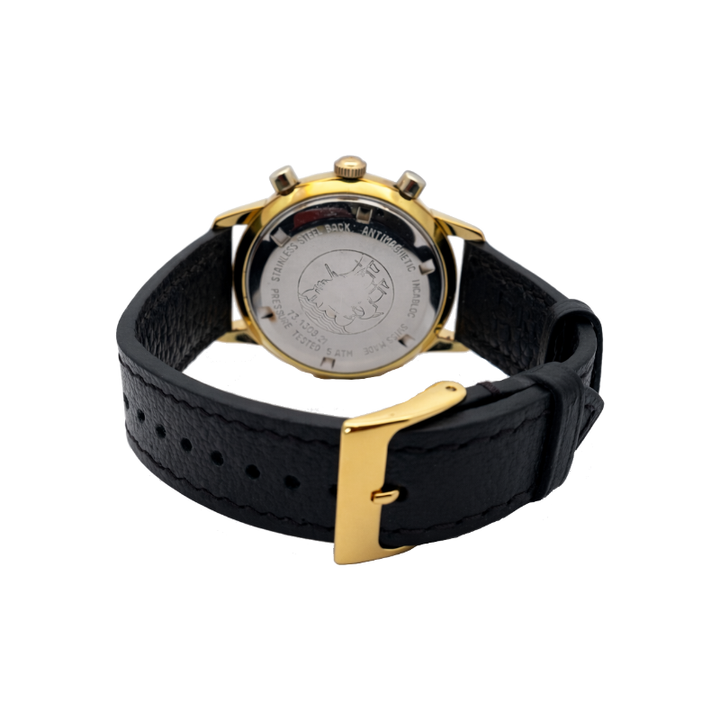 Wakmann Incabloc Triple Date Chronograph Class Pilot Watch Stainless Steel