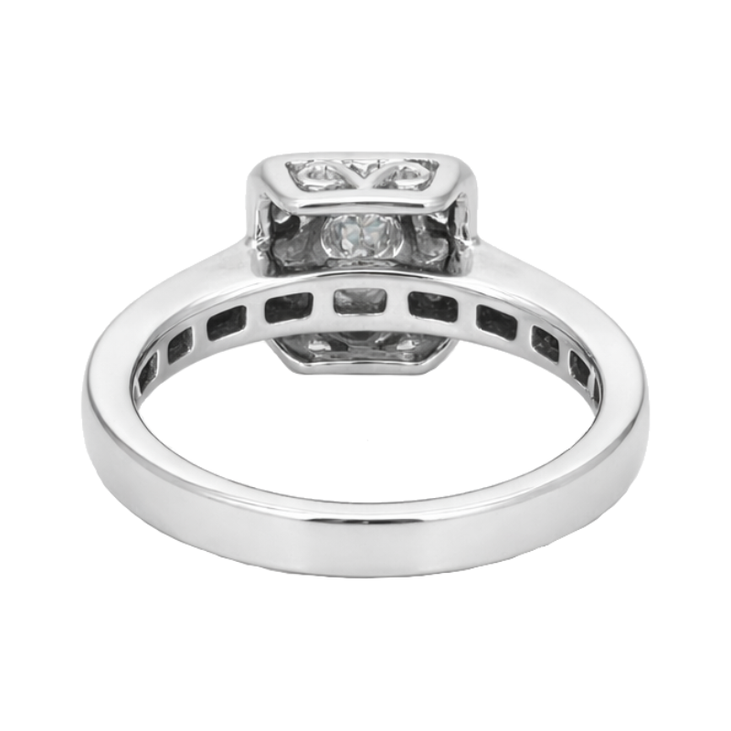 Princess Cut 1CT Natural Diamond 14K White Gold Engagement Ring