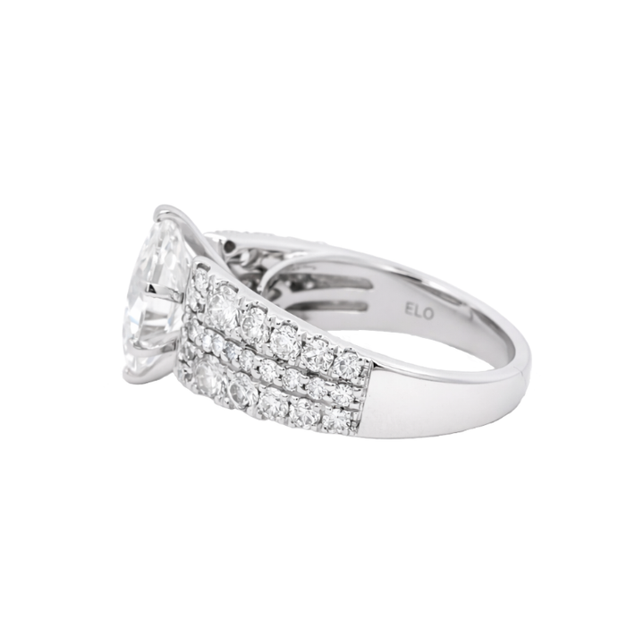 Oval Lab Diamond Multi-Row Engagement Ring 14K White Gold 2.60CT
