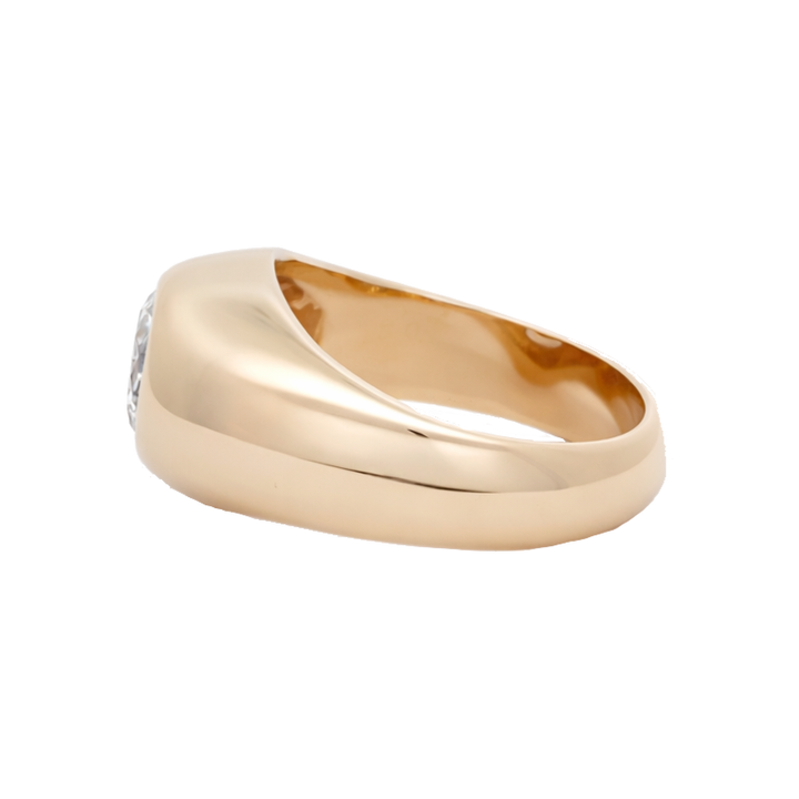 Diamond Bezel Set Mens Wedding Ring 14K Yellow Gold