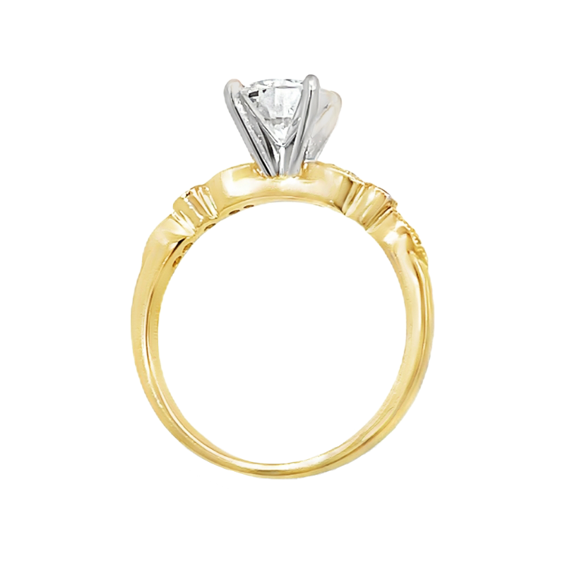 Round Diamond Engagement Ring 14K Two Tone 1.26CT