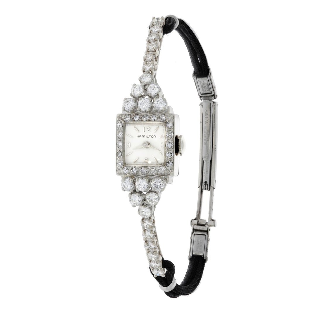 Hamilton Diamond Wrist Watch 1950's 14K White Gold
