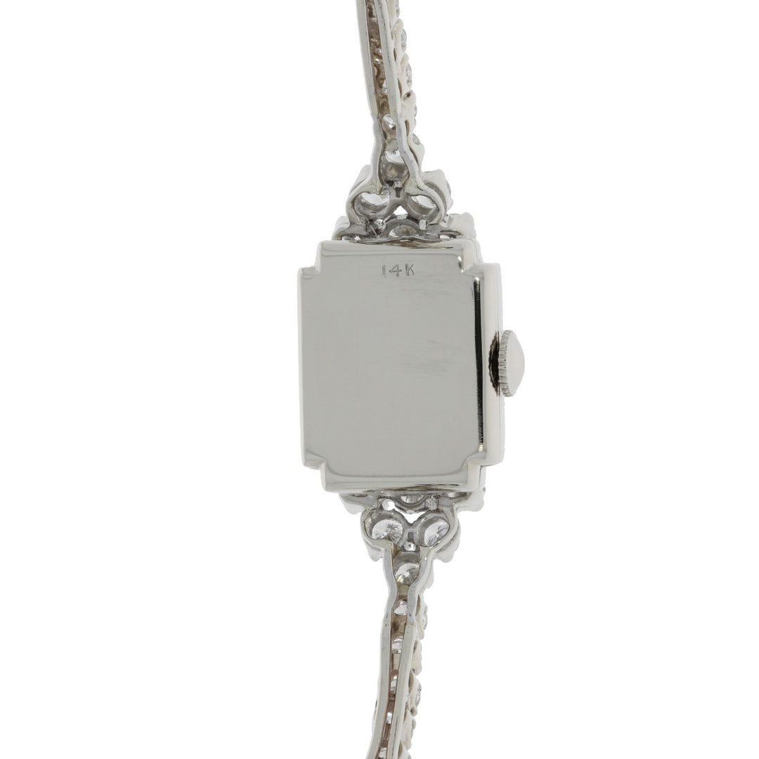 Hamilton Diamond Wrist Watch 1950's 14K White Gold