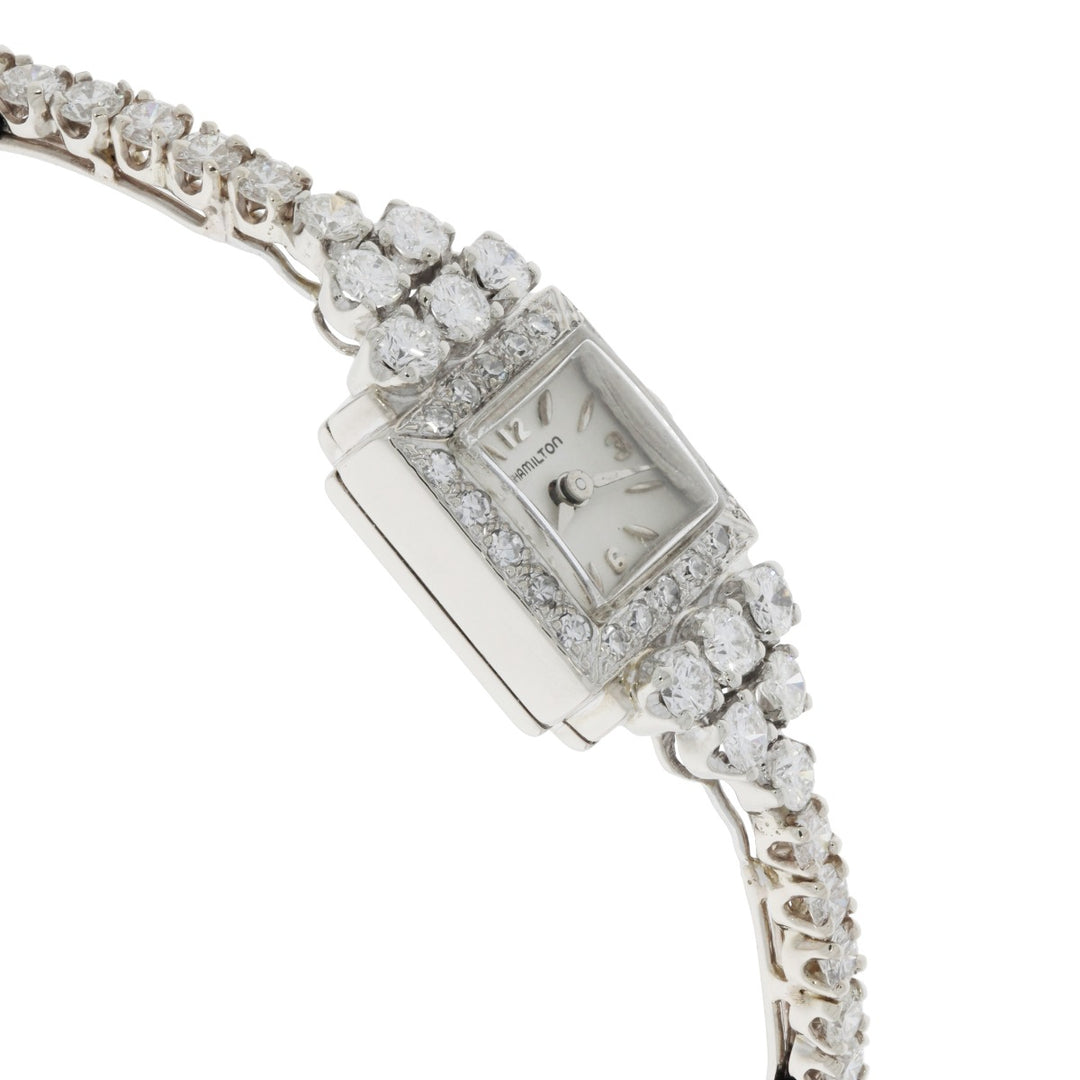 Hamilton Diamond Wrist Watch 1950's 14K White Gold
