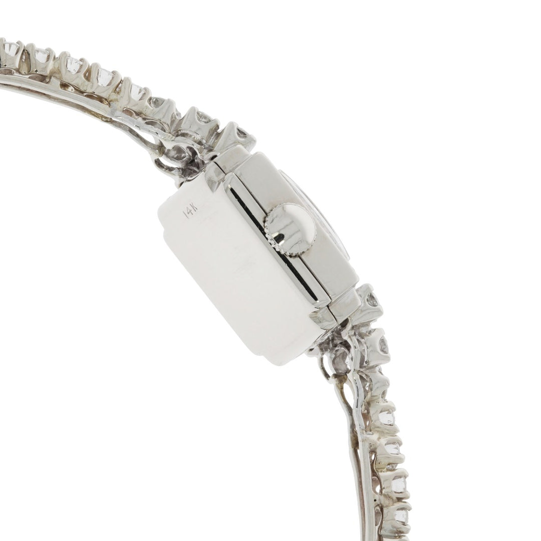 Hamilton Diamond Wrist Watch 1950's 14K White Gold