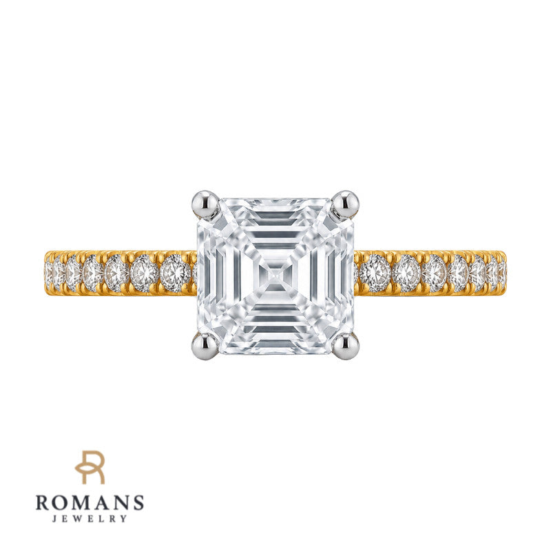 Pave Diamond Engagement Ring Setting 14K Yellow Gold .20CTW