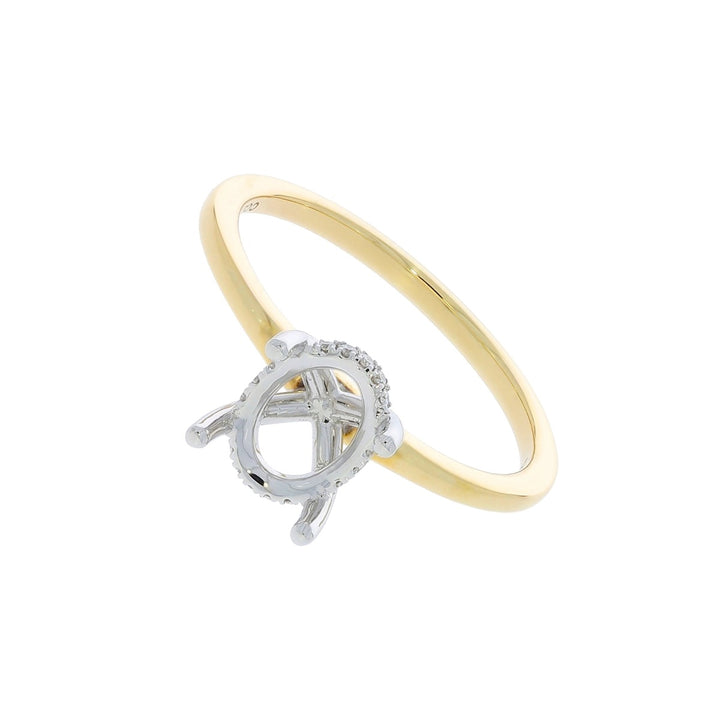 Hidden Halo Oval Engagement Ring 14K Two Tone