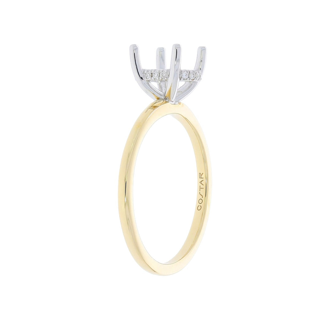 Hidden Halo Oval Engagement Ring 14K Two Tone