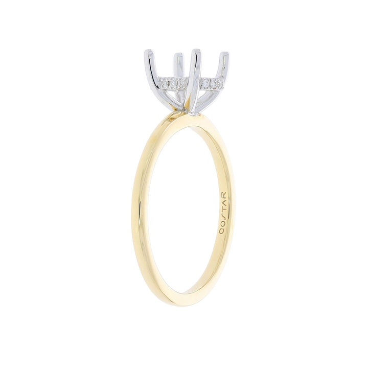 Hidden Halo Oval Engagement Ring 14K Two Tone