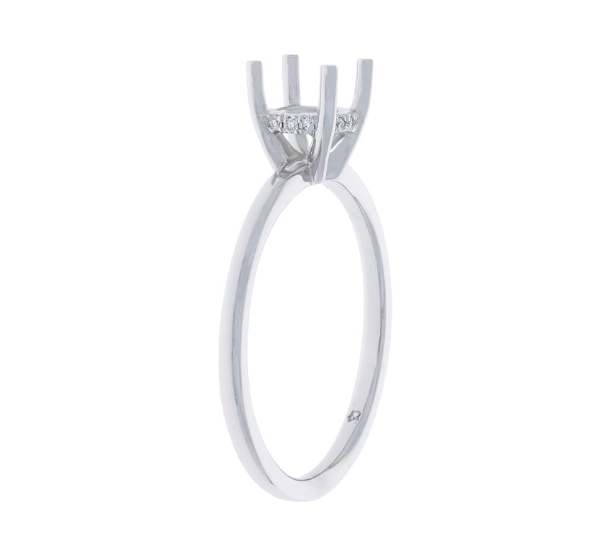 Hidden Halo Mounting Solitaire Setting 14K White Gold
